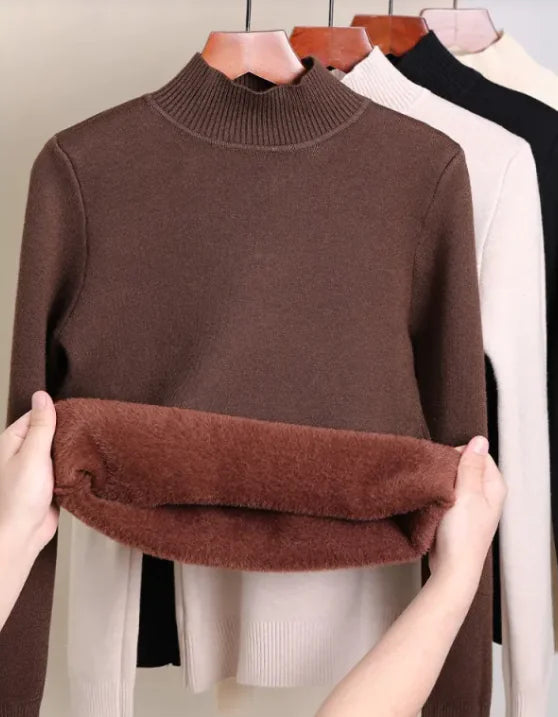 Fleece-lined Turtleneck Sweater