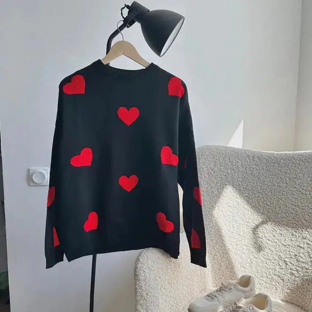 Embroidered Red Heart Sweater