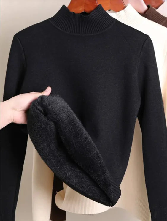 Fleece-lined Turtleneck Sweater