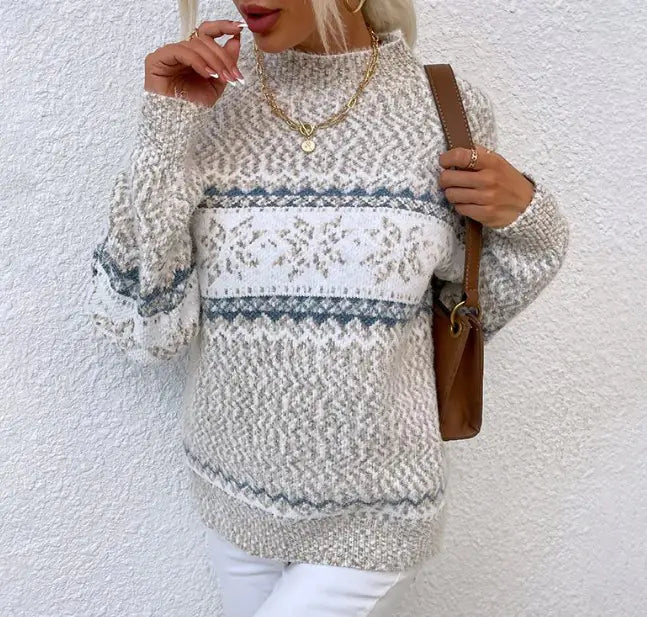 Half Turtleneck Snowflake Sweater