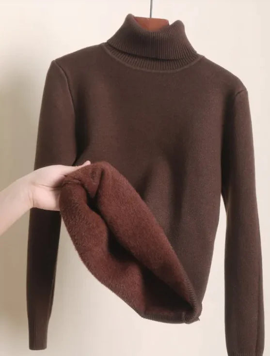 Fleece-lined Turtleneck Sweater