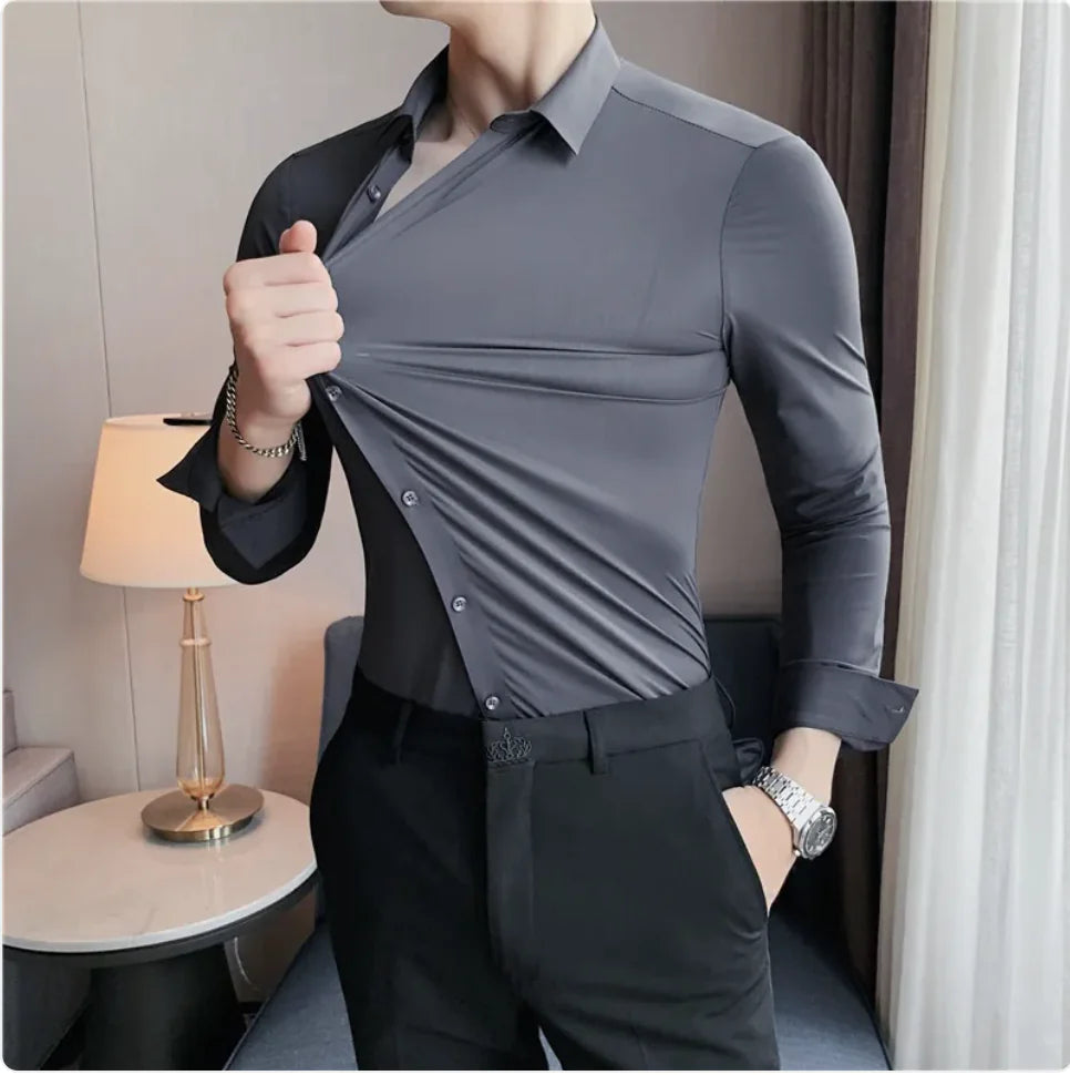 Men's Seamless Elastic Long-Sleeve Shirt