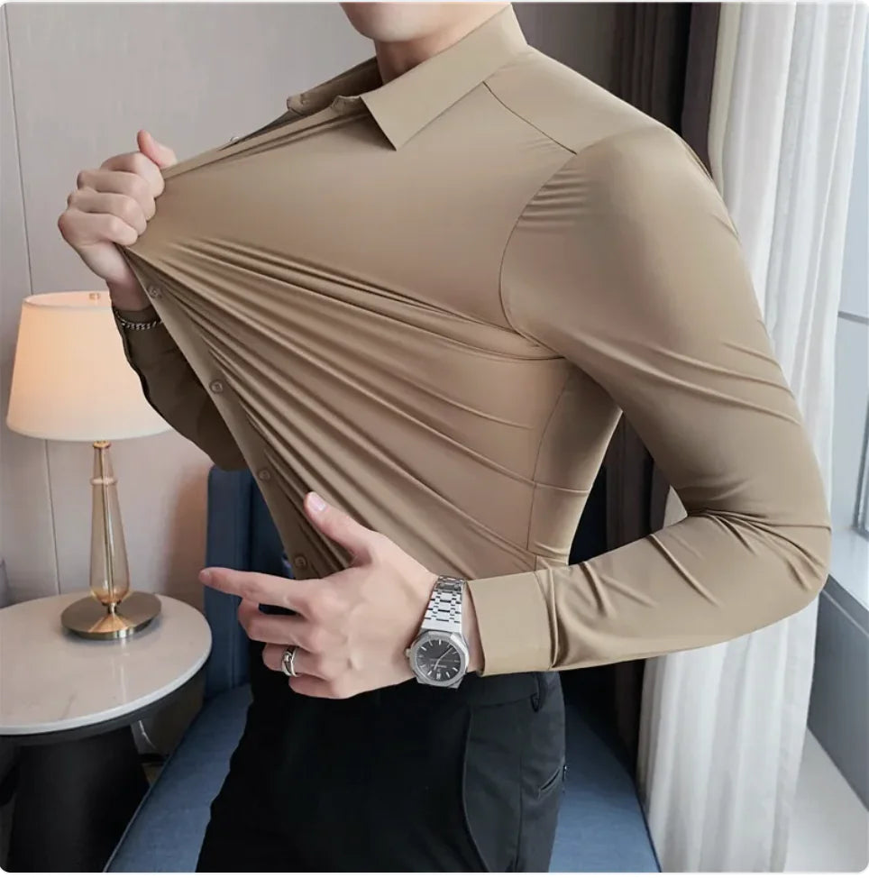 Men's Seamless Elastic Long-Sleeve Shirt