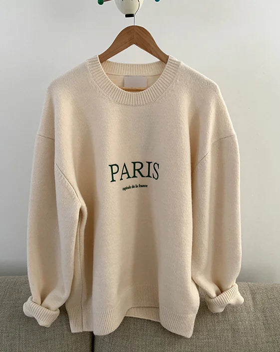 Knitted Paris Lettered Sweater