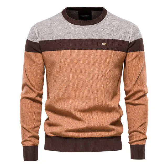 Spliced Cotton Men's Sweater