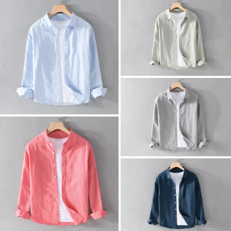 Men's Cotton-Linen Long Sleeve Shirt