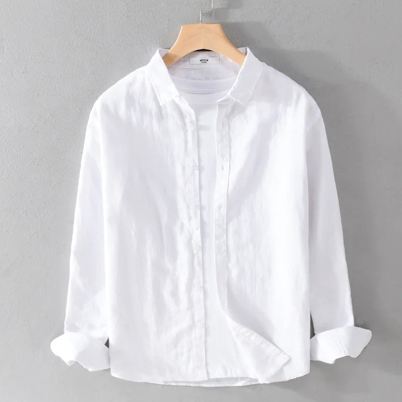 Men's Cotton-Linen Long Sleeve Shirt