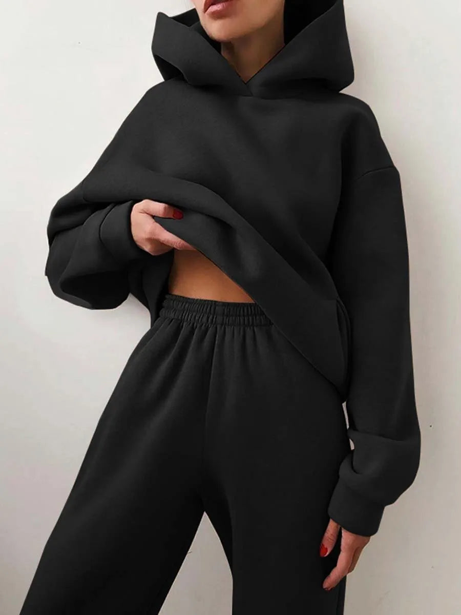 Casual Hooded Sweater Set