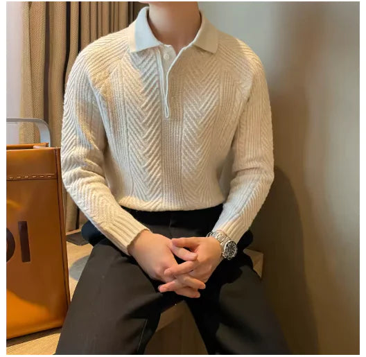 Men's Thermal Knit Polo Sweater